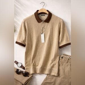 Coach Tan and Brown Polo Shirt